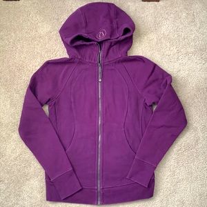 Women’s purple Lululemon scuba hooded zip-up sweatshirt size 8